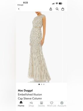 Mac Duggal Nude and Silver Sequin Column Gown